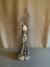 Lady Jewelry Display Stand Mannequin Black Dress 16” Sequins Flower