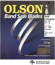 Olson Band Saw Blade 115" inch x 3/8", 4 TPI for Laguna 1412 (14 Twelve), 14 BX