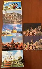 Vintage Disneyland Paris Postcard Pack 5 Attached Cards & 2 Extra 1990s France