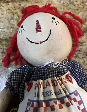 RAGGEDY ANN DRESSED IN VINTAGE STYLE FABRIC