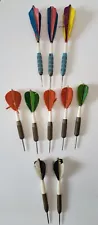 Vintage Steel Tip Feather Throwing Darts, Brass, Plastic, LOT OF 10