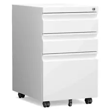 3 Drawer File Cabinet with Lock,Office Rolling Filing Cabinet Storage Under Desk