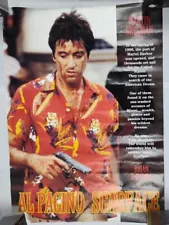 Vintage Scarface Al Pachino Poster Movie Quote Bloody Hawaiian Shirt Gun Creases