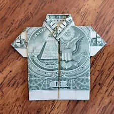 DOLLAR ORIGAMI HAWAIIAN SHIRT - Handmade Gift Art $1 Bill New Uncirculated Money