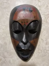 Vintage Wooden African Carved Mask Wall Hanging