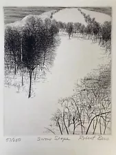 Robert Bero SNOW SLOPE Signed Etching 1978 Associated American Artists