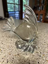 Vintage Viking Art Glass Clear Angel Fish Design Figure 6-3/4" tall size