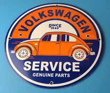 Vintage Volkswagen Sign - Porcelain Automobile VW Bug Dealership Sales Gas Sign