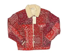 NEW MNML Bandana Sherpa Trucker Jacket Womens Red Paisley NWT Please Read Des