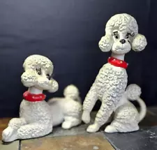 Standard Poodles 2 Figurines with Eyelashes Rare! Vintage +