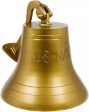 Nautical Antique Brass Aluminum Decorative Bell With U.S Navy Engraved