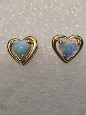 Heart-shaped Opal earrings in 14 with Beautiful fire/ coloration