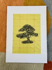 Japanese Maple Acer Linocut Print Bonsai Tree Handmade Art Handprinted