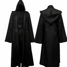 Medieval Velvet Hooded Cloak Wicca Long Robe Halloween Witchcraft Larp Capes US