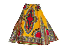 African Full Length Skirt Free Size Boho Maxi Bold Color Wrap Africa India