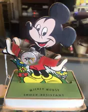 Vintage Mickey Mouse Watch With Red Band..Works! Great Condition. W/ Display NOS