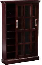 Sliding Window Pane Door Display Cabinet, Espresso