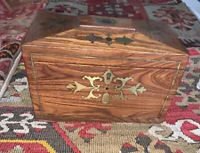 ANTIQUE ENGLISH TEA CHEST (CADDY) With BRASS INLAY