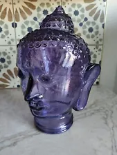 Glass BUDDHA HEAD, LILAC (Purple), Life Size Mannequin Buddha Head for Decor.