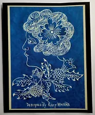 1920s percy waters vintage antique blue flower woman tattoo flash 11x14 giclee