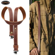 Tourbon Leather Rifle/Shotgun Sling Strap Shooting Hunting with Mounted Swivels
