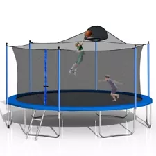 14FT Trampoline for Kids and Adults, Large Outdoor Trampoline with Basketball...