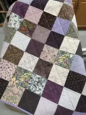 Handmade Patchwork Quilt, Purple & Pink, 36" x 45", Quilts for Sale, Crib Quilt