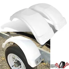 Set of 2 White Single Axle Trailer Fenders For 8"-12" Wheels Top Step Skirt Boat