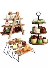 Set of 3 Wood Tiered Serving Tray 3 Tiered Tray Stand Cupcake Stand Wooden