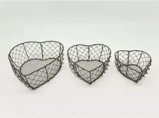 Heart Shaped Metal Wire Nesting Baskets Vintage Style Storage Baskets. Rusty