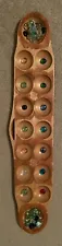 Vintage African Mancala Game Board Wooden Hand Carved Embossed Handmade w/stones