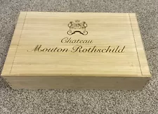 Mouton Rothschild Six Pack Wooden Wine Box 750mL Bottles Lid Crate 2021 Vintage