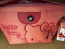 Hello Kitty (For Sale in Japan Only) Nylon Embroidered Pink Wristlet Bag