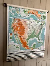 1941 Denoyer-Geppert Vtg Pull Down Map 7 Layers/6 Maps 44.5"x58"