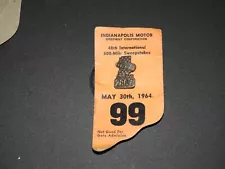 New ListingRARE 1964 Indy 500 Pit Pass With Original Paper Backer