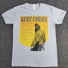 Nirvana Kurt Cobain Mens T Shirt Dumb Lyrics Glasses Gray Gildan Heavy Sz Small