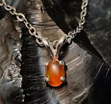 Jalisco Mexican Fire Opal gemstone pendant necklace