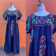 Vintage Women's Mexican Dress Puebla Embroidered Boho Plus size Tunic