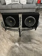 2-Kicker Comp C10-07C104 Subwoofer Subs 4 Ohms Speakers W/ Bass Box TESTED