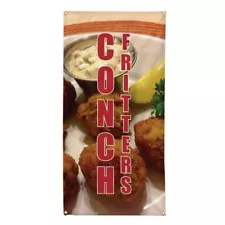 Vertical Vinyl Banner Multiple Sizes Conch Frites Food and Drink Outdoor