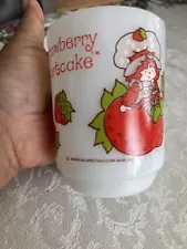 Vintage 1980s Strawberry Shortcake Coffee Mug Anchor Hocking Milk Glass Cup