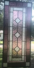 CLASSIC STYLE 23" x 10" real stained glass window panel hangs two ways