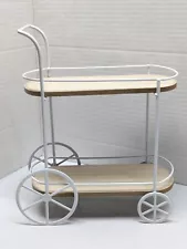 2-Tier Mini White Metal Bar Cart Coffee Wedding Party Decor New with Tags