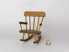 Vintage Hall's Lifetime Toys Wooden Rocking Chair, Small Doll Furniture, USA