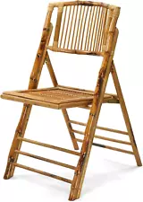 Bamboo Folding Chair, Foldable Dining Wood Chairs Comfortable Seat for Outdoor &