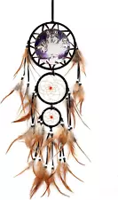 Ipoouer Wolf Dream Catcher Wall Decor for Boys Kids Bedroom Dreamcatcher Native