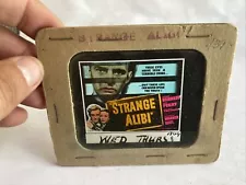 ADVERTISING MOVIE THEATER MAGIC LANTERN GLASS SLIDE Strange Alibi Warner Bros