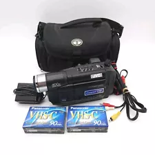 JVC Compact VHS Camera 400x Zoom GR-AXM230U Battery Charger Case Tested Working