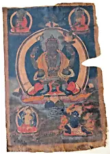 Antique Thangka on Canvas - Himalayan/Tibetan School, Ca. 18th/19th Century