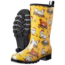 HISEA Women Fashion Printed Rain Boots Waterproof Non-Slip Wellies Garden Shoes